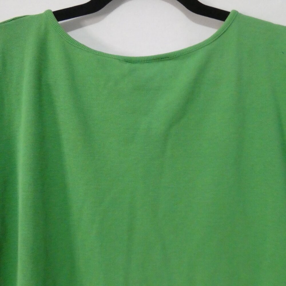 TALBOTS  Bright Green Square Neck Short Sleeve Cotton Tee - P2P 22" - Picture 9 of 13
